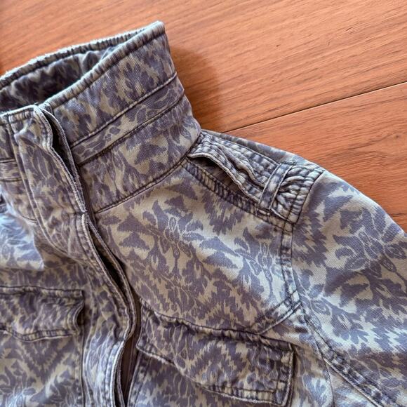 Abercrombie & Fitch Jacket XS Field Utility Floral Camo Green Cotton Distressed - Picture 5 of 16